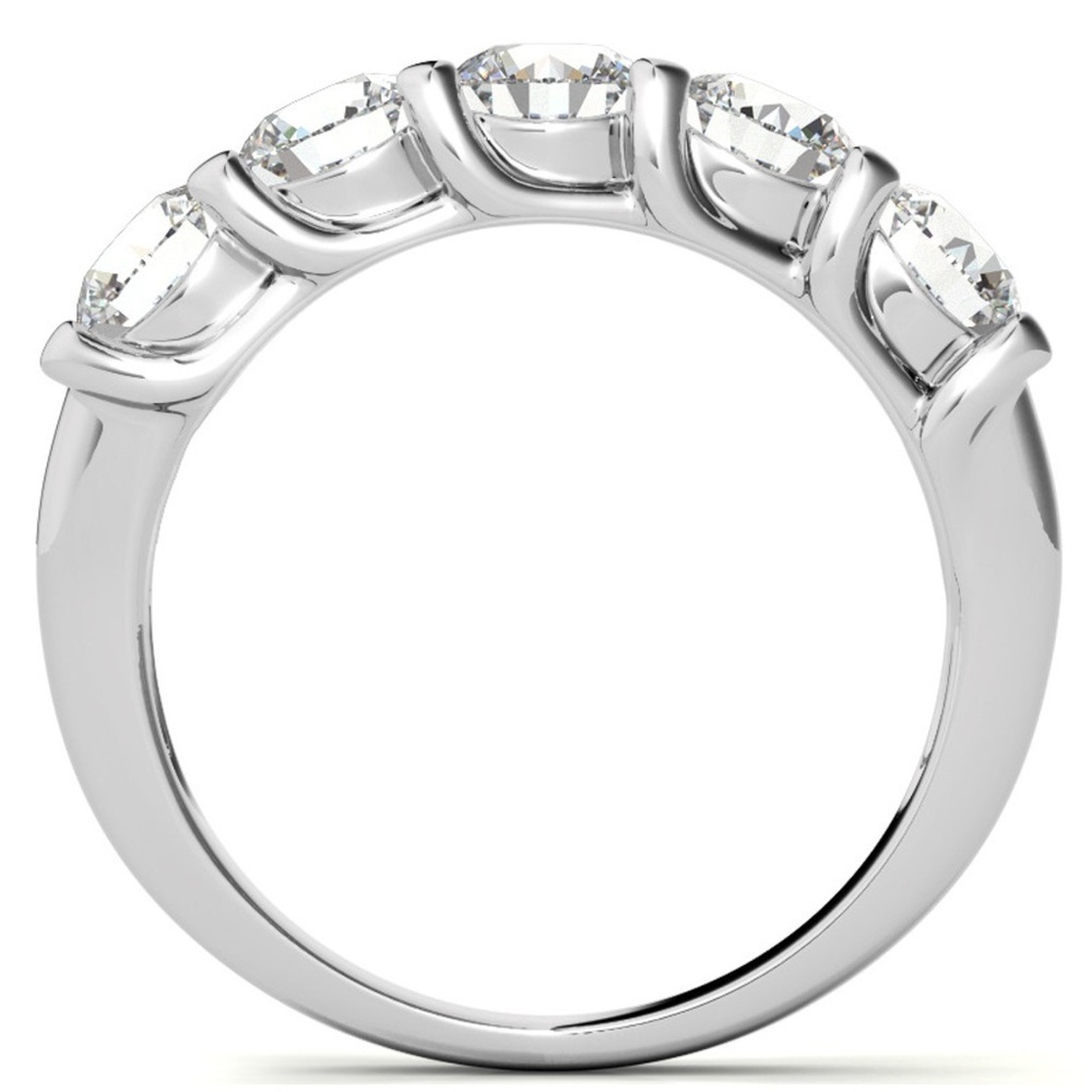 Solid 14k white gold 5 stone anniversary band ring 6.25 - Picture 3 of 16
